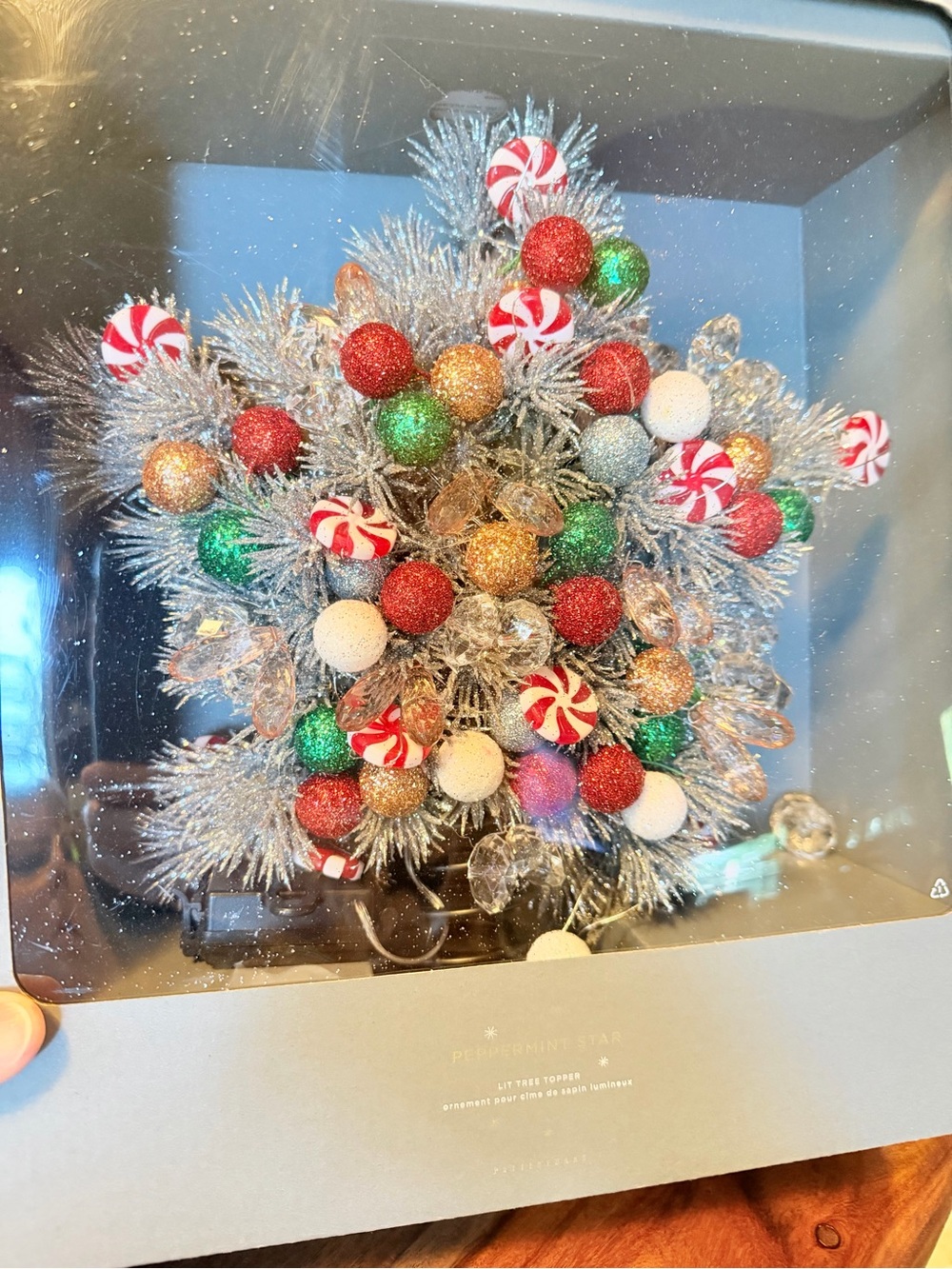Brand New Pottery Barn Peppermint Star Lit Tree Topper